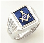 Master Mason ring with Square stone with S&C and "G"- Sterling Silver