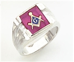 Master Mason ring with Square stone with S&C and "G"- Sterling Silver