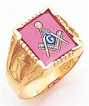 Master Mason ring Square stone with S&C and "G"- 10KYG