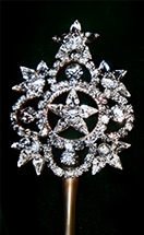 Scepter in silver tone with white stones