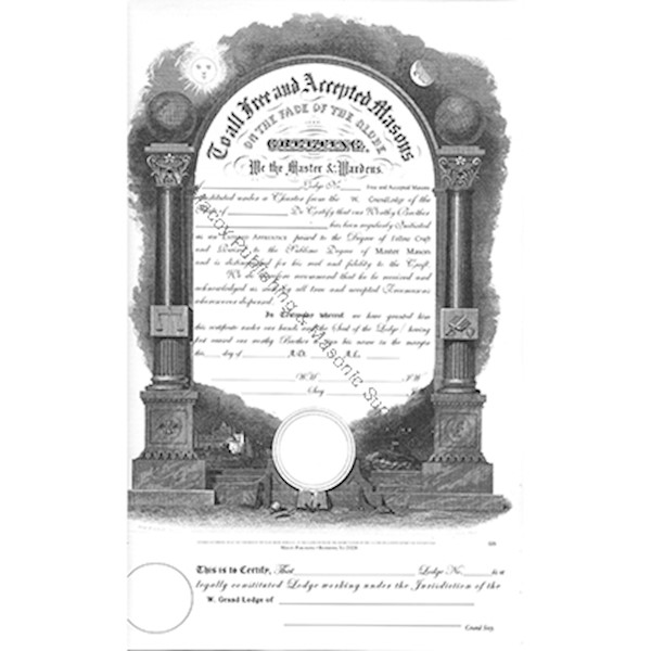 Masonic F&AM Membership Certificate