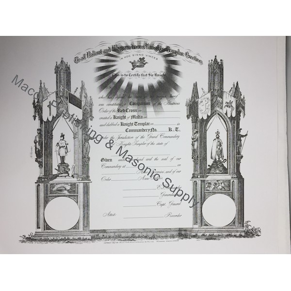 Knights Templar Member Certificate