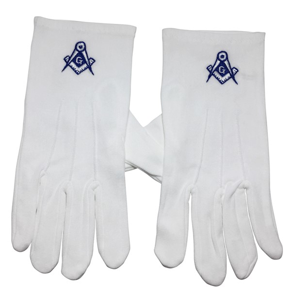 Masonic Gloves embroidered with Square and Compass