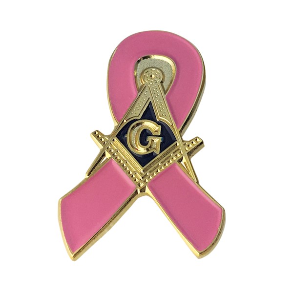 Masonic Breast Cancer Ribbon Button