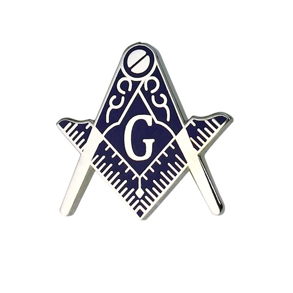Masonic Lapel Pin Silvertone Blue Enamel