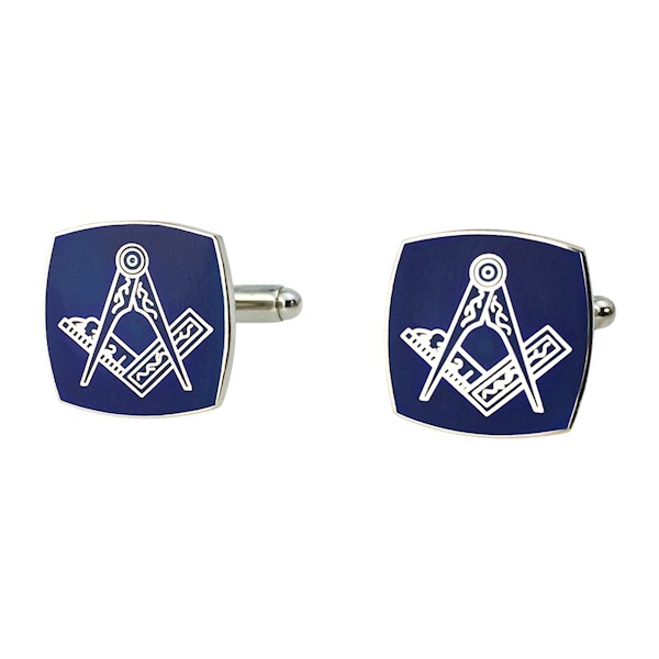 Square Masonic Cuff Links - Silvertone