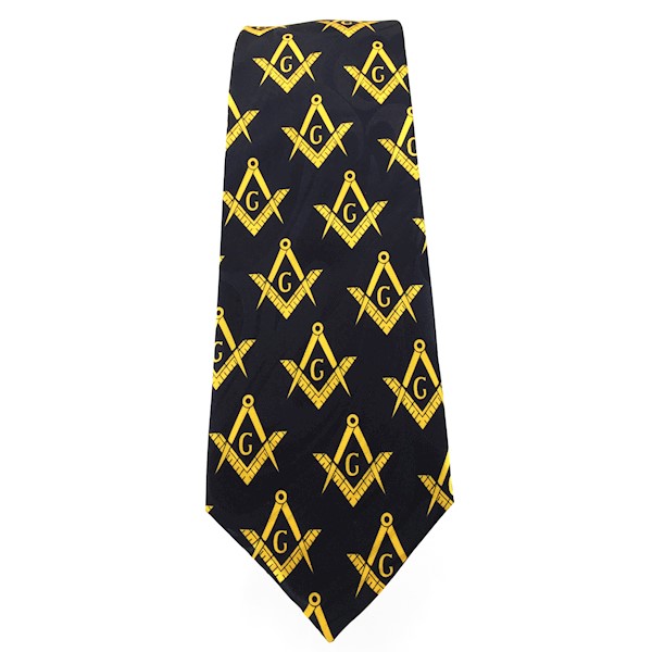 Masonic tie black w/yellow emblems