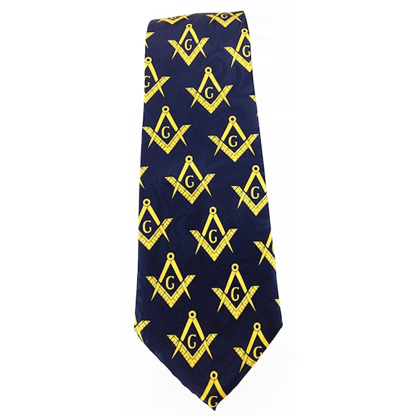 Masonic tie Navy Blue w/yellow emblems