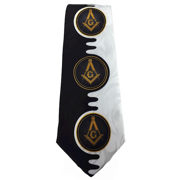 Masonic tie with contrasting color black and white