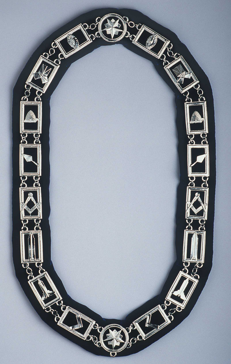Masonic Silver Chain Collar with Royal blue lining