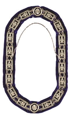 Past Master Silver chain collar with royal blue lining