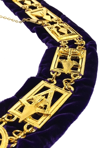 Royal & Select Masters gold Chain Collar with purple lining