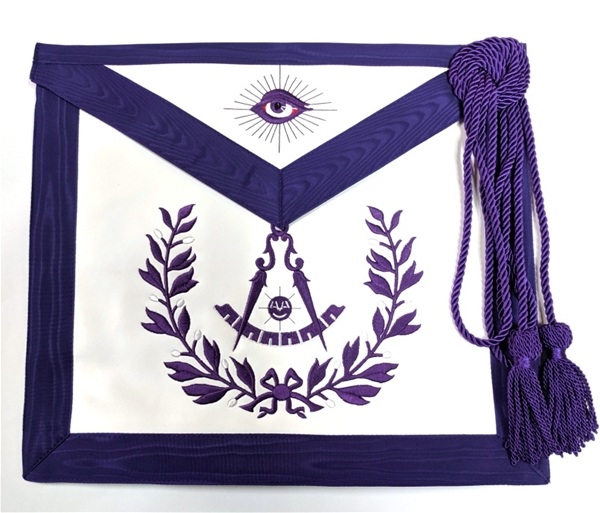 Leather Purple PM apron with Wreath - Elastic Belt and Cord/Tassel