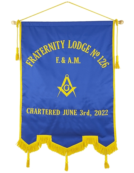 POLYESTER Masonic Banner w/ Emblem and Lodge Info