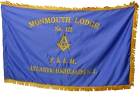 Masonic Blue Satin Flag with embroidered Emblem ONly