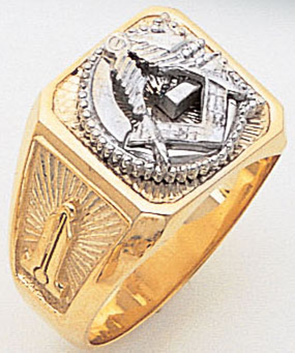 Gold Masonic Ring Solid Back 3334