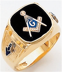 Masonic Rings Square stone with S&C and "G" - 10KYG