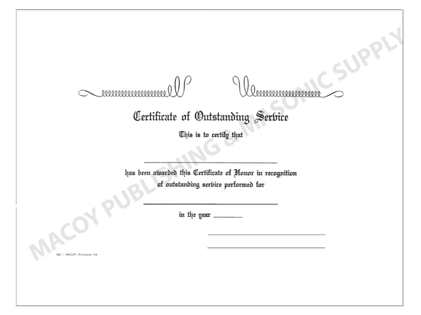 Outstanding Service Certificate (Specify Emblem)