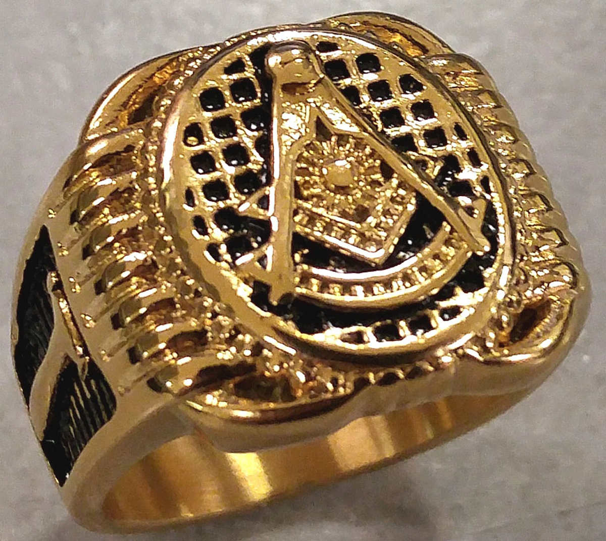 Stainless Steel Masonic Ring Black Finish