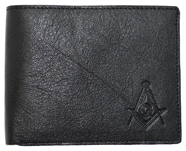 Masonic Dark Brown Leather Folding Wallet