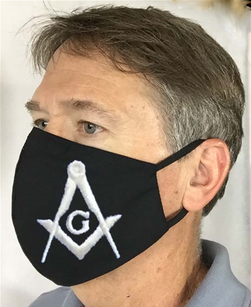 Large Square & Compass Black Masonic over Ears Face covering - 100% USA MADE