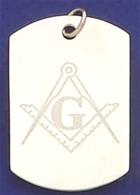 STERLING SILVER MASONIC ETCHED DISC TAG
