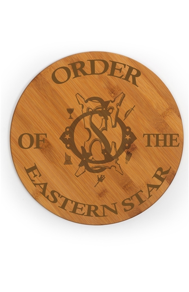 OES engraved round bamboo cutting board