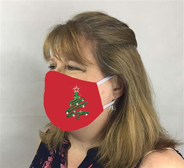 Christmas Tree Face Coverings w 6 inch Elastic - USA made to order
