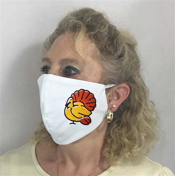 Thanksgiving Turkey Face Coverings w 6 inch Elastic - USA made to order