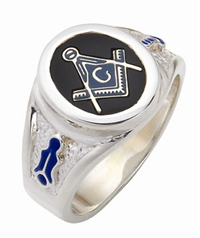 Masonic ring Round stone with S&C and "G" - Sterling Silver