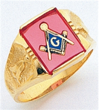 Master Mason ring Square stone with S&C and "G"- 10KYG