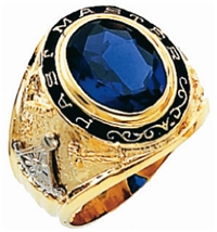 Past Master ring Round stone with Words - 10K YG