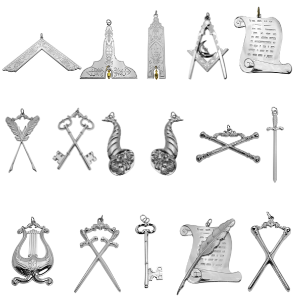 Set of 11 Masonic Officers Jewels – Silver