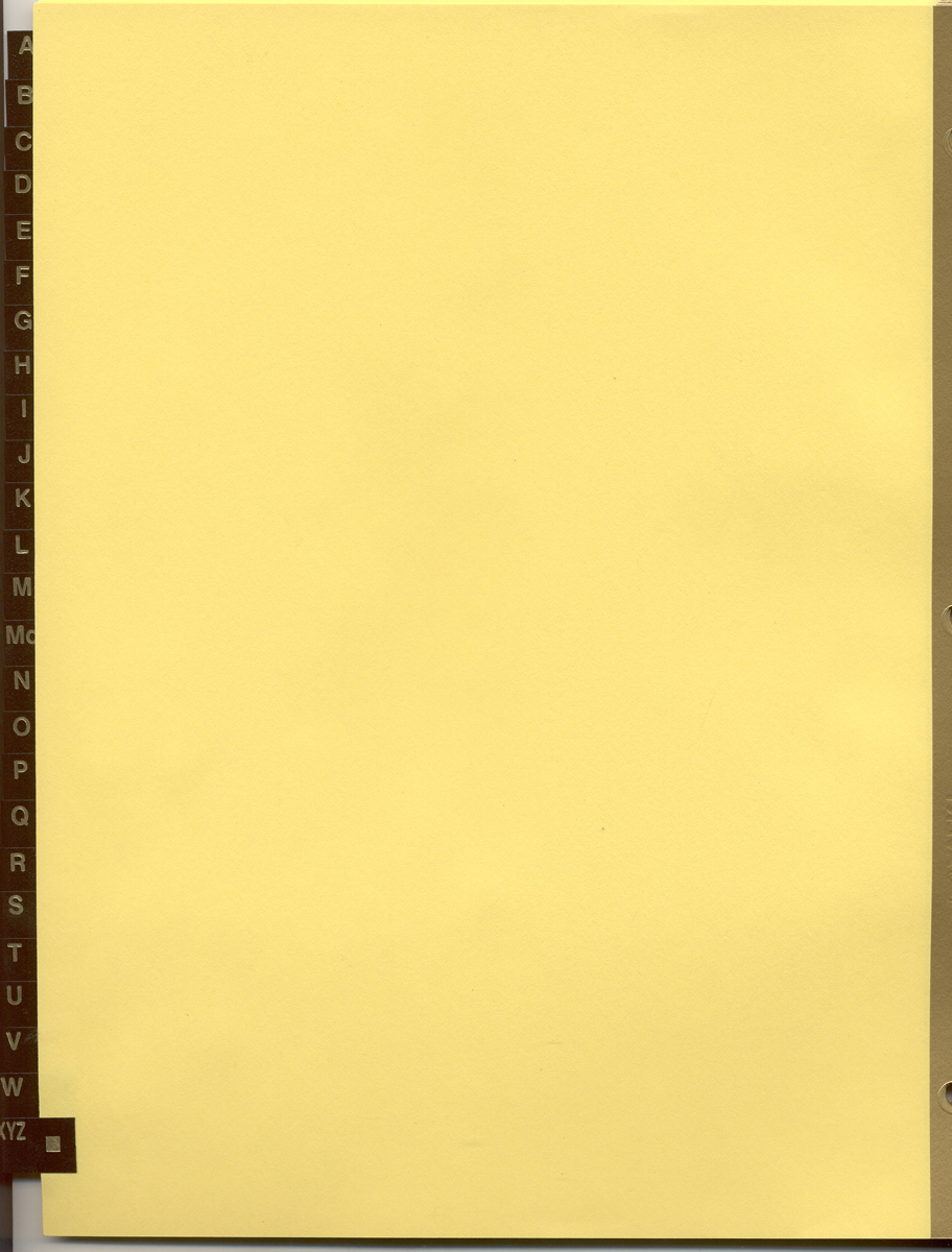 A-Z Index. 8 1/2" X 11" 