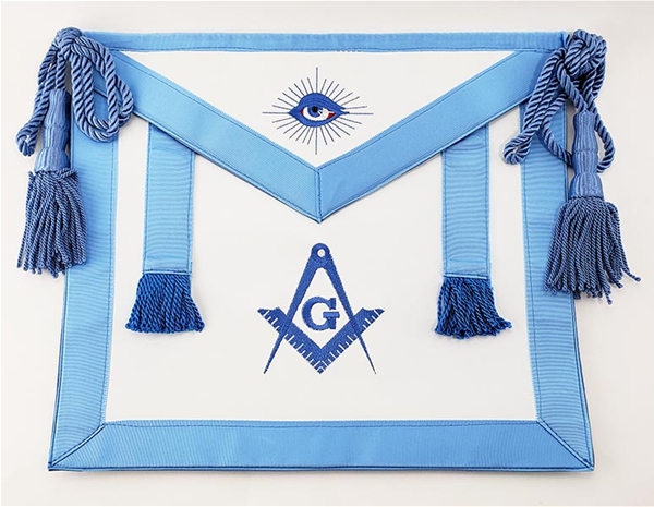 Masonic Apron Medium Blue Cord and Tassels CLEARANCE