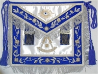 Past Master Apron | Gold & Silver Non-Tarnish Embroidery | Velvet Ribbon with Metallic Trim | Chain Tassel Tabs