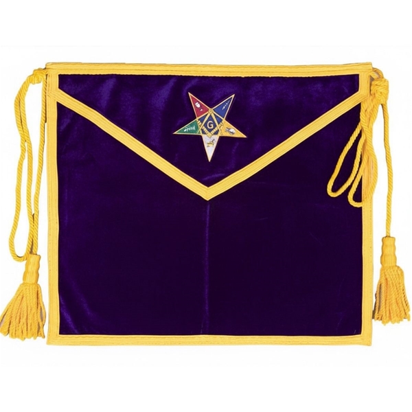Purple Velvet Patron Apron with square & compass in star
