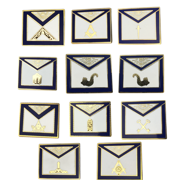 blue lodge masonic officer apron lapel buttons