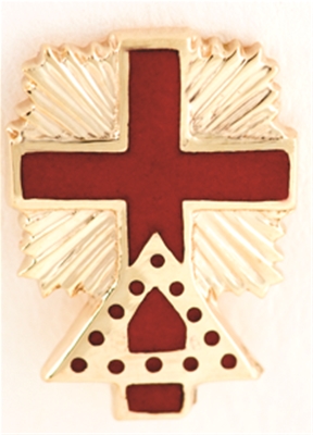 Past Commander Lapel Button in 14K YG and red enamel for K/T