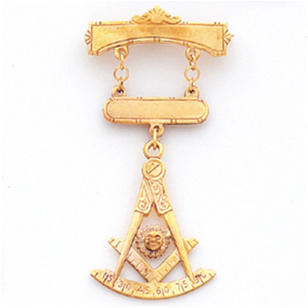 PM Swinger Jewel. 10K YG.Two bars w S&C, Q & Sun.