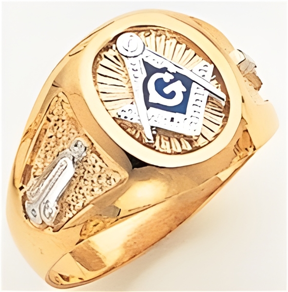 Masonic rings Round front with S&C and "G" - 10K W&YG