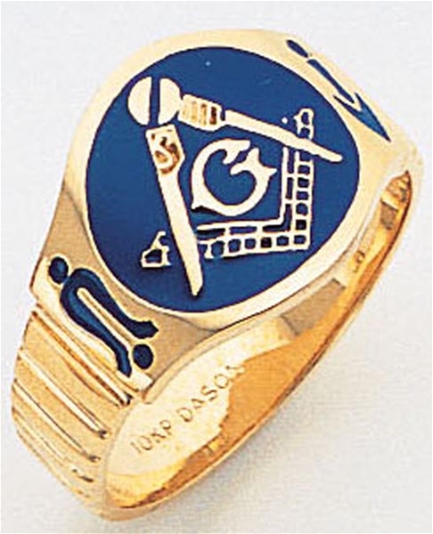 Masonic ring Enameled Round Front with S&C and "G" - 10KYG