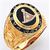 Past Master ring Round stone, Compas & Quadrant with Sun with Words - 10K Y&WG