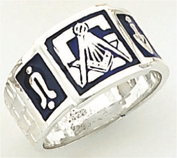 Mason ring Enameled Front with S&C and "G"  Sterling Silver
