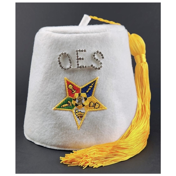 Handcrafted Felt Order of the Eastern Star Fez with 1 inch OES pin