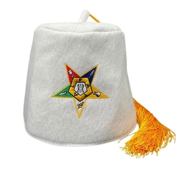 Handcrafted Pure White Felt OES Fez with Vents