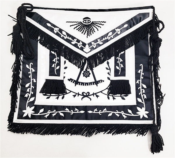 Past Master Apron Satin Black Ribbon Trim CLEARANCE