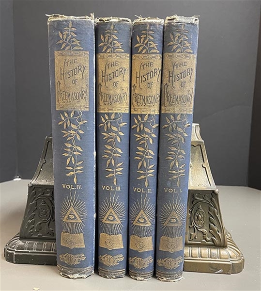 The History of Freemasonry by R.F. Gould (1888 Yorston Ed.) – Vols I–IV Only – Scottish Rite Stamp Vol 4 1889; Vol 1-3 later edition