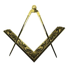 Square & Compasses set 4 1/2" Gold Plate