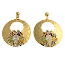 Eastern Star hammered goldtone pierced earrings